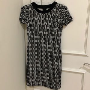 Banana republic black & white geometric dress sz 0